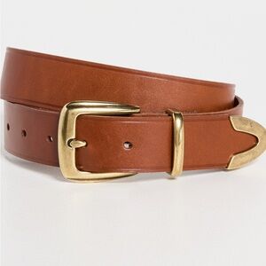 Madewell Tan Leather Belt with Gold-Tone Buckle